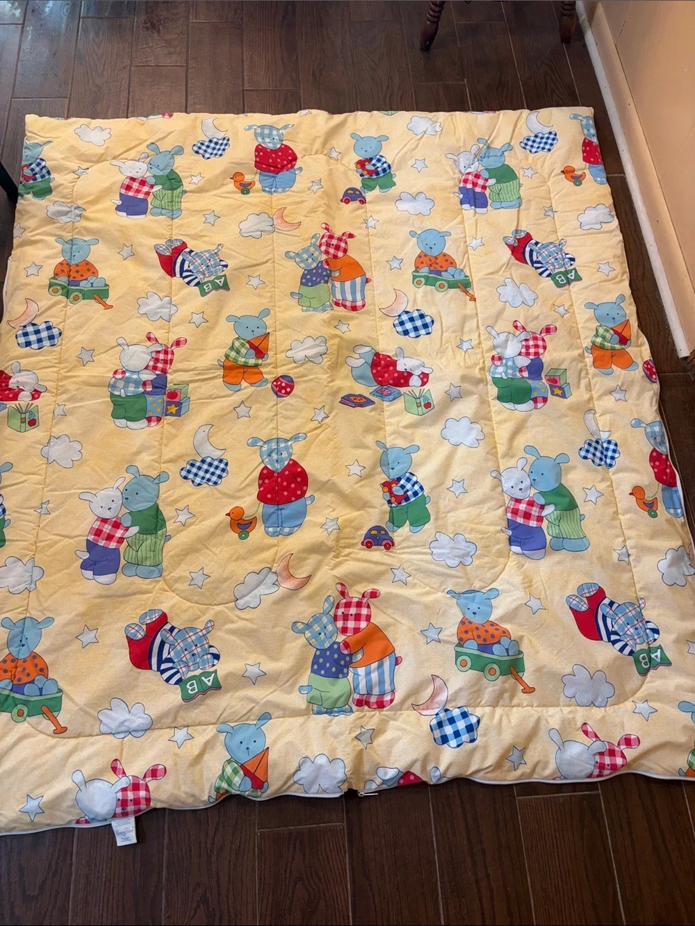 Vtg Coming Home Lands End Kids Sleeping Bag Blanket Comforter Bear Bunny 90s USA